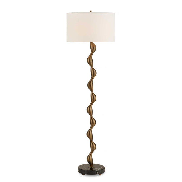 Uttermost Remolino Bronze Floor Lamp - Elegant Cast Iron Design With Black Marble Base & White Shade Black,Bronze Marble,Iron,Fabric 30567