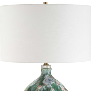 Uttermost Mihaela Drip Glaze Table Lamp - Artistic Ceramic Design With Crystal & Brass Accents Blue,Green Ceramic,Crystal,Iron,Fabric 30570