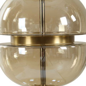 Uttermost Modern Half-sphere Table Lamp With Amber Glass & Brass Accents – Stylish White Shade Brass,Brown,Gold Glass,Iron,Fabric 30568
