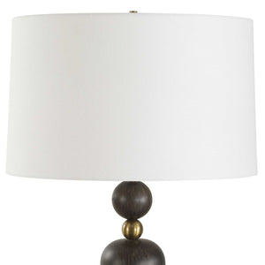Uttermost Mcquinn Dark Walnut Table Lamp With Antique Brass Accent And Elegant White Linen Shade Black Metal,Wood,%Fabric 30588