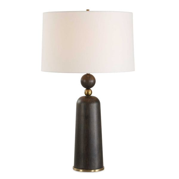 Uttermost Mcquinn Dark Walnut Table Lamp With Antique Brass Accent And Elegant White Linen Shade Black Metal,Wood,%Fabric 30588