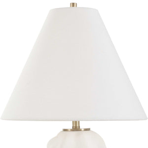 Uttermost Bora White Accent Lamp - Elegant 3d Swirled Ceramic Base With Brass Accents & Linen Shade White Metal,Ceramic,Fabric 30589-1