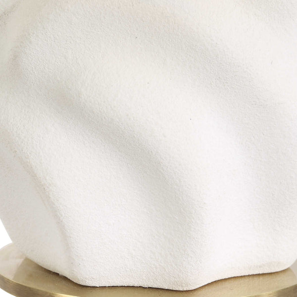 Uttermost Bora White Accent Lamp - Elegant 3d Swirled Ceramic Base With Brass Accents & Linen Shade White Metal,Ceramic,Fabric 30589-1