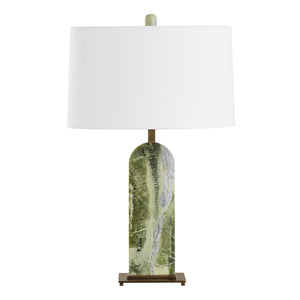 Uttermost Moorea Green Marble Table Lamp - Unique Antique Brass Accents & Crisp White Linen Shade Green Marble,Metal,Fabric 30596-1