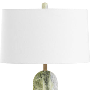 Uttermost Moorea Green Marble Table Lamp - Unique Antique Brass Accents & Crisp White Linen Shade Green Marble,Metal,Fabric 30596-1