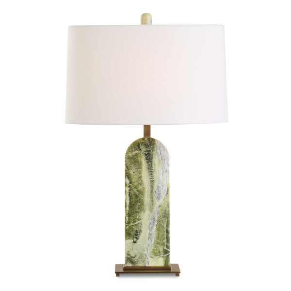 Uttermost Moorea Green Marble Table Lamp - Unique Antique Brass Accents & Crisp White Linen Shade Green Marble,Metal,Fabric 30596-1