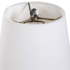 Uttermost Marcela Panda Marble Buffet Lamp - Elegant Hourglass Design With Antique Brass Accents Black Marble,Metal,Fabric 30598-1