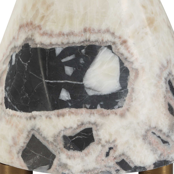 Uttermost Marcela Panda Marble Buffet Lamp - Elegant Hourglass Design With Antique Brass Accents Black Marble,Metal,Fabric 30598-1