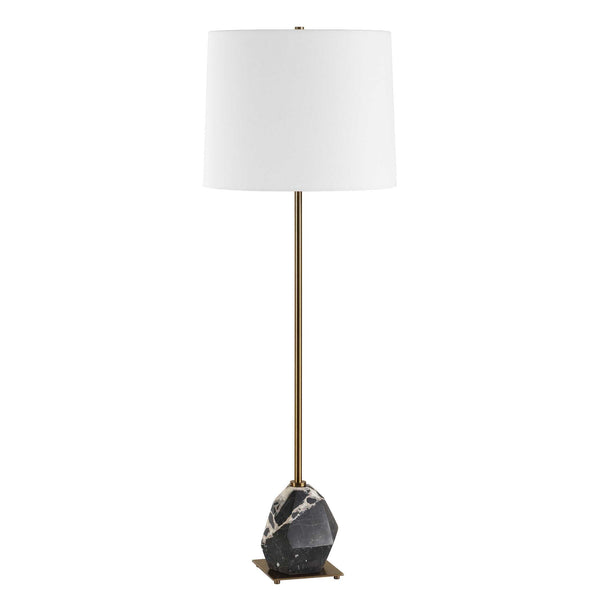 Uttermost Rowland Panda Marble Buffet Lamp - Unique Black & White Design With Antique Brass Accents Black,Brass Marble,Metal,Fabric 30599-1