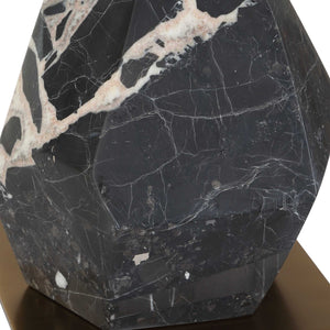 Uttermost Rowland Panda Marble Buffet Lamp - Unique Black & White Design With Antique Brass Accents Black,Brass Marble,Metal,Fabric 30599-1