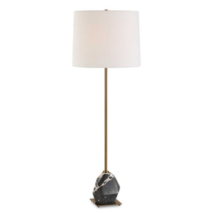 Uttermost Rowland Panda Marble Buffet Lamp - Unique Black & White Design With Antique Brass Accents Black,Brass Marble,Metal,Fabric 30599-1