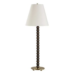 Uttermost Gallus Table Lamp - Elegant Dark Walnut Wood Spheres With Brass Accents And White Shade Brown,Woodtone Metal & Rubber Wood & Fabric 30575