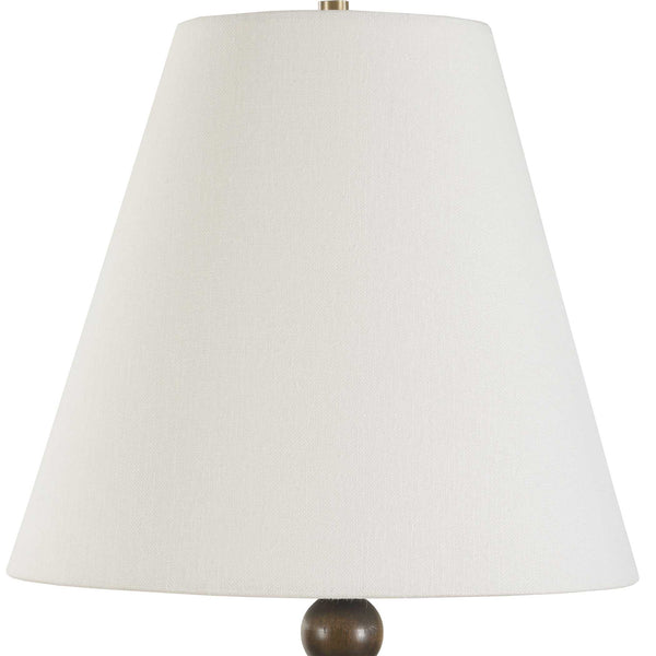 Uttermost Gallus Table Lamp - Elegant Dark Walnut Wood Spheres With Brass Accents And White Shade Brown,Woodtone Metal & Rubber Wood & Fabric 30575