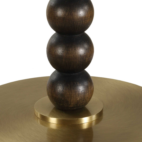 Uttermost Gallus Table Lamp - Elegant Dark Walnut Wood Spheres With Brass Accents And White Shade Brown,Woodtone Metal & Rubber Wood & Fabric 30575