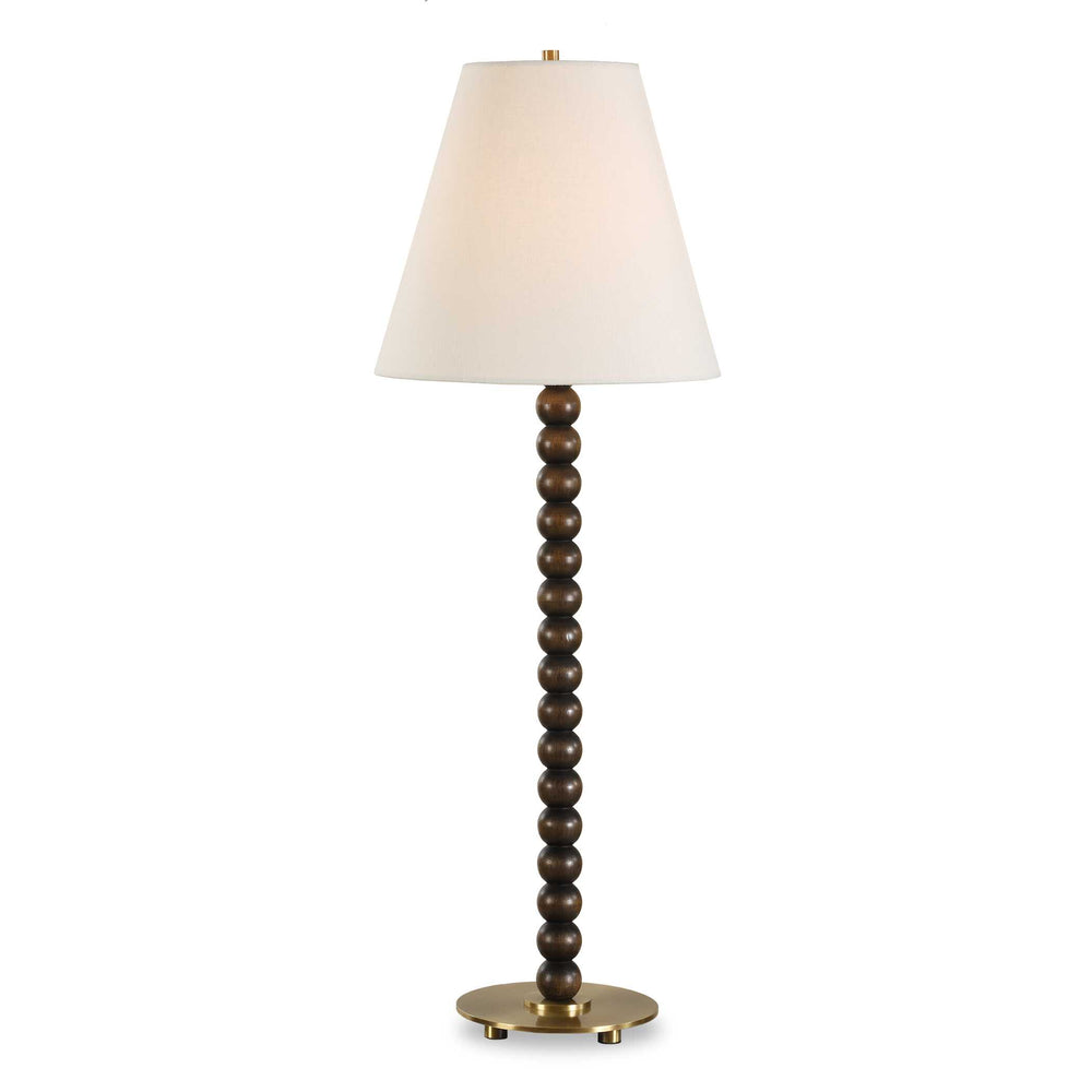 Uttermost Gallus Table Lamp - Elegant Dark Walnut Wood Spheres With Brass Accents And White Shade Brown,Woodtone Metal & Rubber Wood & Fabric 30575