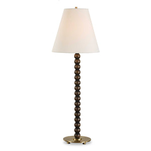Uttermost Gallus Table Lamp - Elegant Dark Walnut Wood Spheres With Brass Accents And White Shade Brown,Woodtone Metal & Rubber Wood & Fabric 30575
