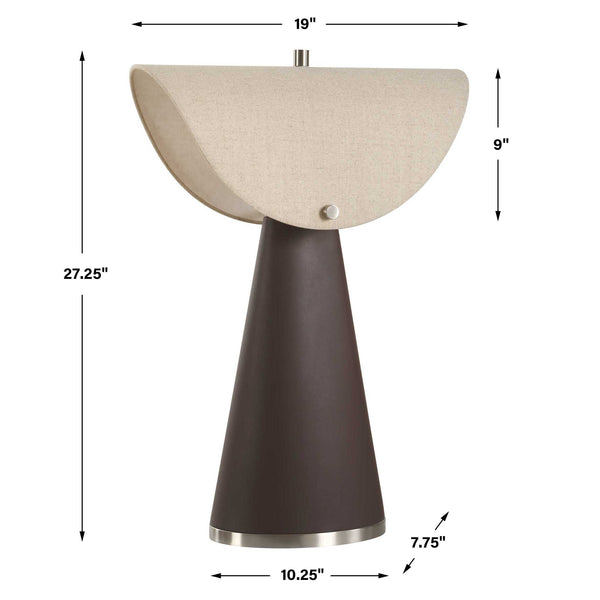 Uttermost Conover Brown Table Lamp: Modern Design With Faux Leather Base & Elegant Linen Shade Brown Metal & Chocolate Color Pu & Fabric 30576-1