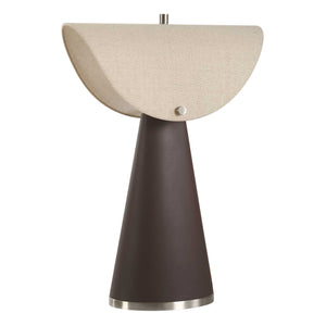 Uttermost Conover Brown Table Lamp: Modern Design With Faux Leather Base & Elegant Linen Shade Brown Metal & Chocolate Color Pu & Fabric 30576-1