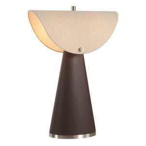 Uttermost Conover Brown Table Lamp: Modern Design With Faux Leather Base & Elegant Linen Shade Brown Metal & Chocolate Color Pu & Fabric 30576-1