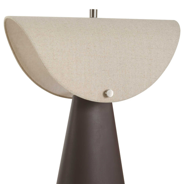Uttermost Conover Brown Table Lamp: Modern Design With Faux Leather Base & Elegant Linen Shade Brown Metal & Chocolate Color Pu & Fabric 30576-1