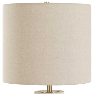 Uttermost Doreyn Ivory Table Lamp - Textured Aged Ivory Base With Antique Brass Accents & Beige Shade White Metal & Ceramic & Fabric 30577-1