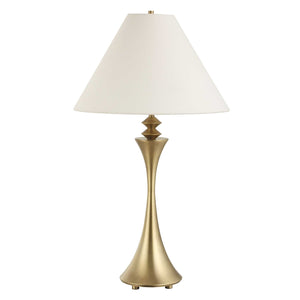 Uttermost Shaefer Gold Table Lamp - Elegant Flared Metal Base With Geometric Design & White Linen Shade Brass,Gold Metal & Fabric 30578