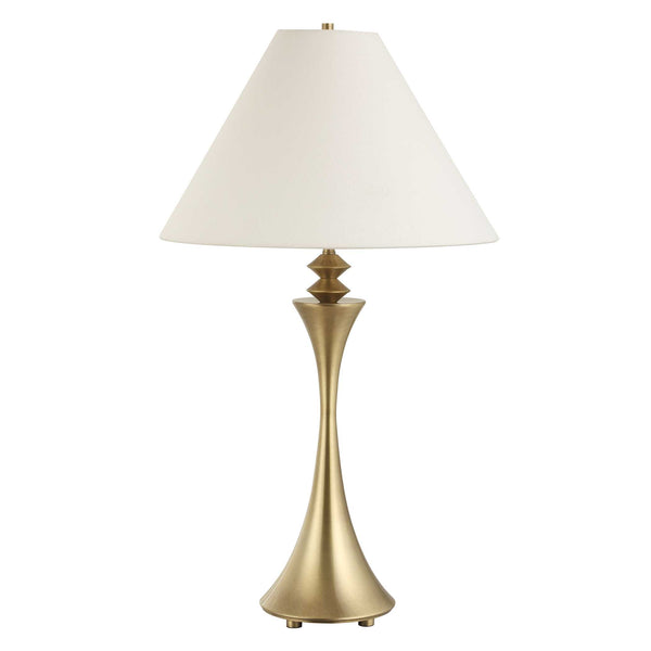 Uttermost Shaefer Gold Table Lamp - Elegant Flared Metal Base With Geometric Design & White Linen Shade Brass,Gold Metal & Fabric 30578