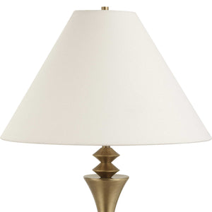 Uttermost Shaefer Gold Table Lamp - Elegant Flared Metal Base With Geometric Design & White Linen Shade Brass,Gold Metal & Fabric 30578