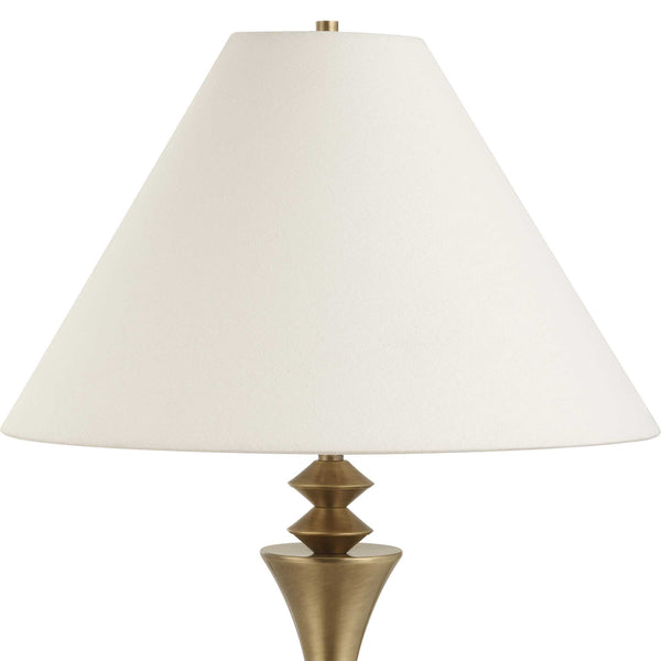 Uttermost Shaefer Gold Table Lamp - Elegant Flared Metal Base With Geometric Design & White Linen Shade Brass,Gold Metal & Fabric 30578