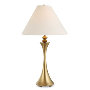 Uttermost Shaefer Gold Table Lamp - Elegant Flared Metal Base With Geometric Design & White Linen Shade Brass,Gold Metal & Fabric 30578
