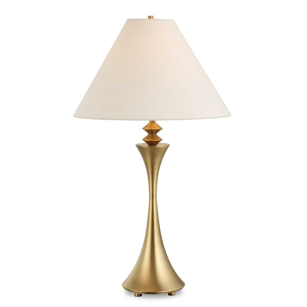 Uttermost Shaefer Gold Table Lamp - Elegant Flared Metal Base With Geometric Design & White Linen Shade Brass,Gold Metal & Fabric 30578
