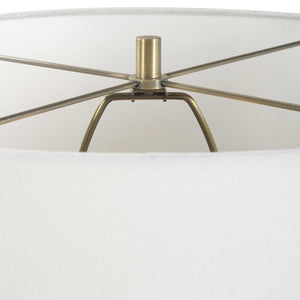 Uttermost Uttermost Nocturne Porcelain Table Lamp In Aged Black With Brass Accents And White Linen Shade, Sculptural Ambient Light 30603-1