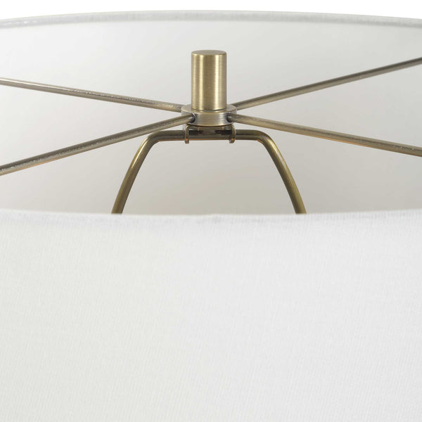 Uttermost Uttermost Nocturne Porcelain Table Lamp In Aged Black With Brass Accents And White Linen Shade, Sculptural Ambient Light 30603-1