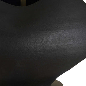 Uttermost Uttermost Nocturne Porcelain Table Lamp In Aged Black With Brass Accents And White Linen Shade, Sculptural Ambient Light 30603-1