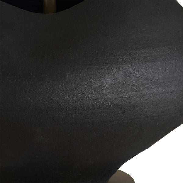 Uttermost Uttermost Nocturne Porcelain Table Lamp In Aged Black With Brass Accents And White Linen Shade, Sculptural Ambient Light 30603-1