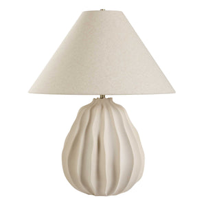 Uttermost Uttermost Javary Porcelain Table Lamp Matte Beige With Textured Ridges & Linen Shade For Cozy Rooms 30605