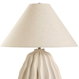 Uttermost Uttermost Javary Porcelain Table Lamp Matte Beige With Textured Ridges & Linen Shade For Cozy Rooms 30605