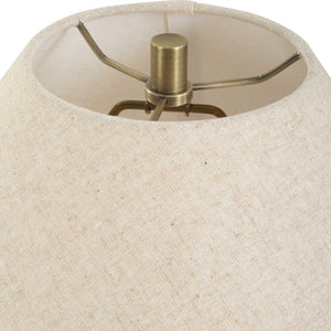 Uttermost Uttermost Javary Porcelain Table Lamp Matte Beige With Textured Ridges & Linen Shade For Cozy Rooms 30605