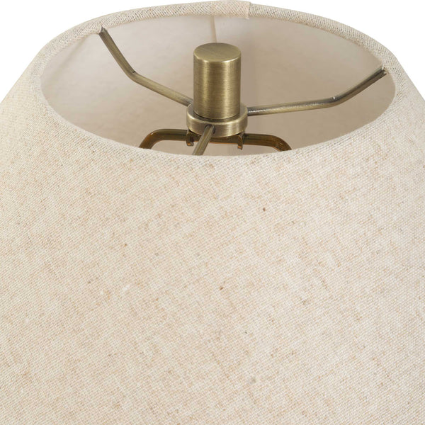 Uttermost Uttermost Javary Porcelain Table Lamp Matte Beige With Textured Ridges & Linen Shade For Cozy Rooms 30605