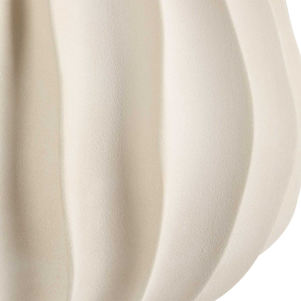 Uttermost Uttermost Javary Porcelain Table Lamp Matte Beige With Textured Ridges & Linen Shade For Cozy Rooms 30605