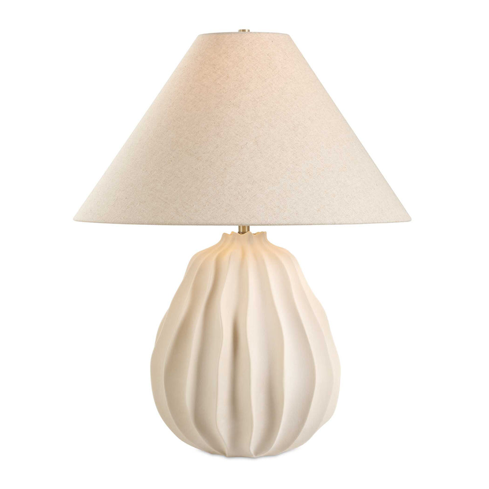 Uttermost Uttermost Javary Porcelain Table Lamp Matte Beige With Textured Ridges & Linen Shade For Cozy Rooms 30605