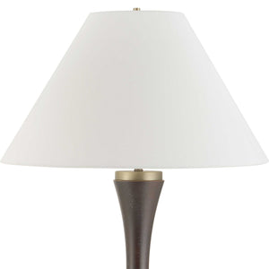 Uttermost Uttermost Pravin Dark Wood Floor Lamp With White Linen Coolie Shade, Brass Accents, 64" Height 30607