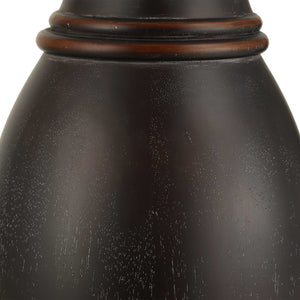 Uttermost Uttermost Pravin Dark Wood Floor Lamp With White Linen Coolie Shade, Brass Accents, 64" Height 30607