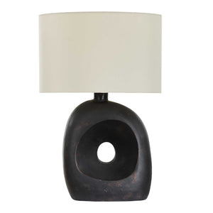 Uttermost Unique Concrete Base Outdoor Table Lamp With Weather-resistant Shade In Dark Bronze Finish Black,Bronze Concrete,Steel,Fabric 30574-1