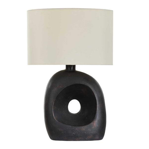 Uttermost Unique Concrete Base Outdoor Table Lamp With Weather-resistant Shade In Dark Bronze Finish Black,Bronze Concrete,Steel,Fabric 30574-1
