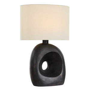 Uttermost Unique Concrete Base Outdoor Table Lamp With Weather-resistant Shade In Dark Bronze Finish Black,Bronze Concrete,Steel,Fabric 30574-1