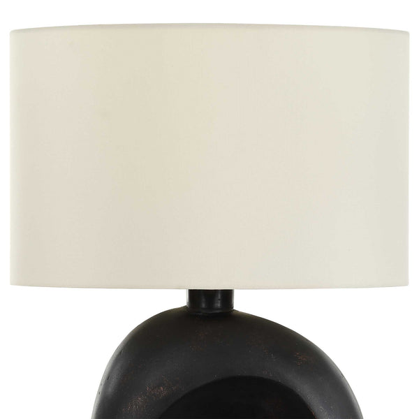 Uttermost Unique Concrete Base Outdoor Table Lamp With Weather-resistant Shade In Dark Bronze Finish Black,Bronze Concrete,Steel,Fabric 30574-1