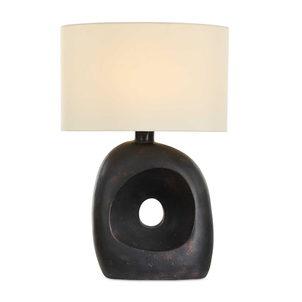 Uttermost Unique Concrete Base Outdoor Table Lamp With Weather-resistant Shade In Dark Bronze Finish Black,Bronze Concrete,Steel,Fabric 30574-1
