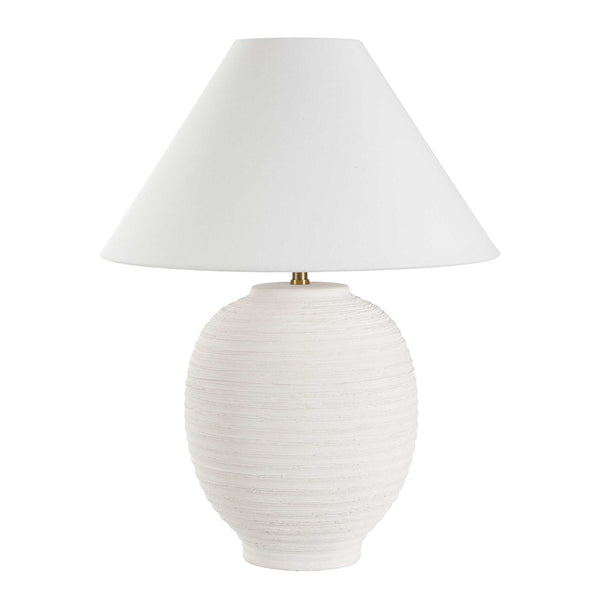 Uttermost Uttermost Rocio Ceramic Table Lamp In Matte Warm White With Antique Brass Accents & Linen Shade 30612