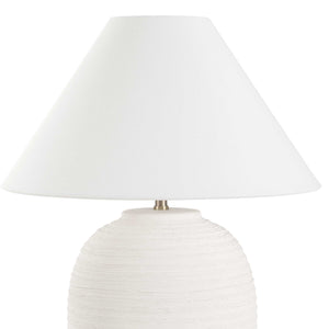 Uttermost Uttermost Rocio Ceramic Table Lamp In Matte Warm White With Antique Brass Accents & Linen Shade 30612